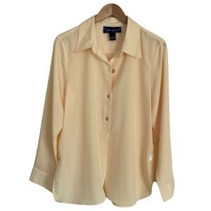 Susan Graver Womens Pullover Tunic Long Sleeve Shirt Size L‎ Yellow Career